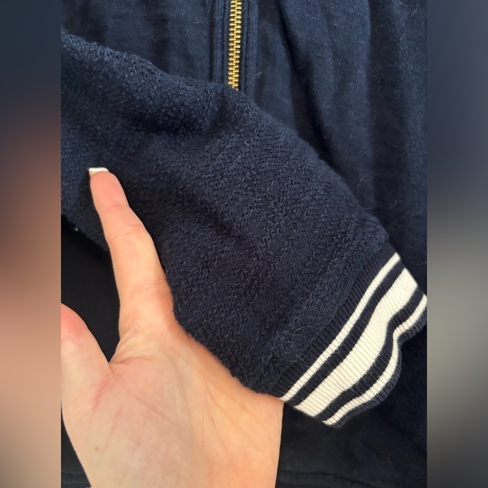 Vintage Y2K Tommy Hilfiger Letterman Bomber 100% Cotton Navy White Stripe S​​ - Picture 8 of 9